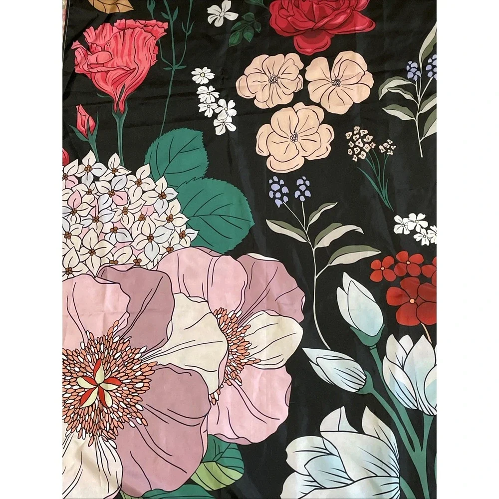 Vintage Boho Shower Curtain Retro Floral 70